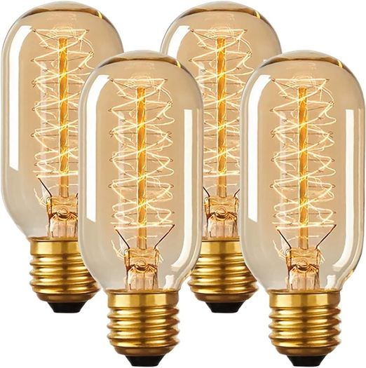 NEW SALE | Vintage Edison Light Bulb 40W, 4 Pack Dimmable Decorative Filament Tube T45 Bulbs, 2700K, 230V