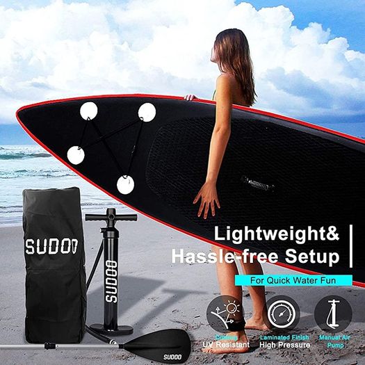 10FT 3M Paddle Boards For Adults Inflatable Stand Up Paddle Board 6 Inch Thick Surfboard Lightweight Non Slip EVA Deck SUP Board Complete Kit Red 300x76x15cm (FREE POSTAGE)