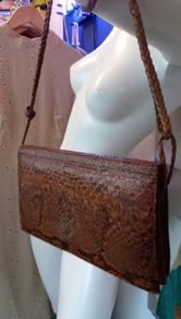 Vintage snakeskin leather handbag