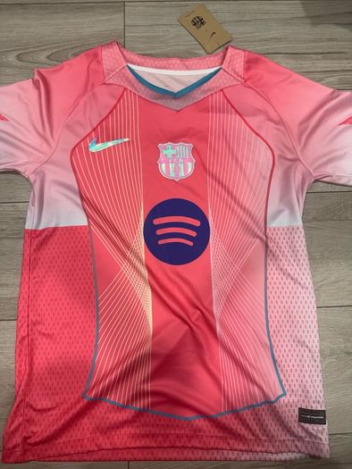 Pink Barcelona football jersey