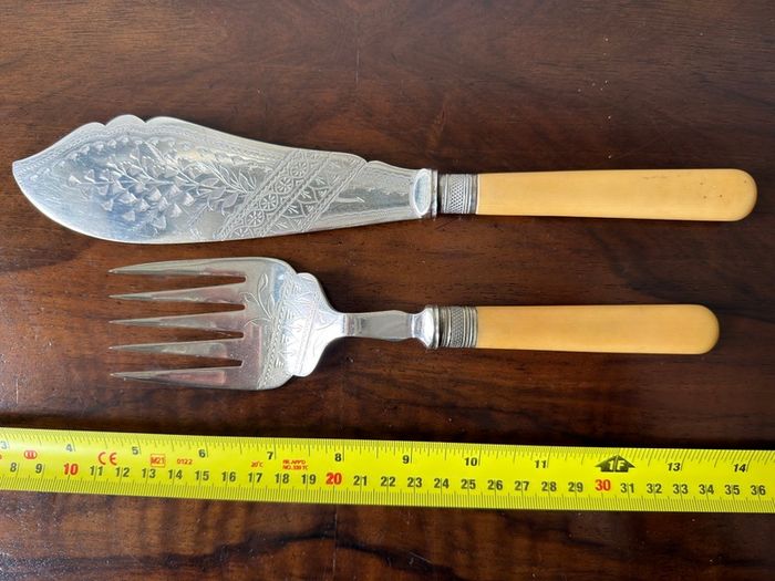 Antique B. Worth & Sons EPNS Fish Serving Knife & Fork