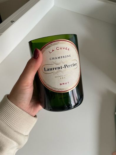 Handcut champagne bottle