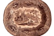 Antique Victorian R C and Co Syria Brown Transferware Large Serving Platter