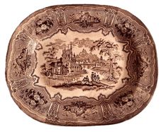 Antique Victorian R C and Co Syria Brown Transferware Large Serving Platter