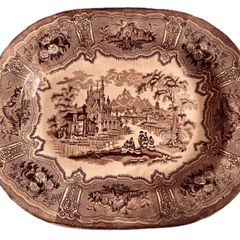 Antique Victorian R C and Co Syria Brown Transferware Large Serving Platter