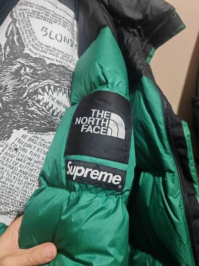 supreme x north face green nuptse