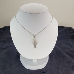 Sterling silver angel pendant with moonstone and box chain