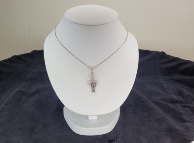 Sterling silver angel pendant with moonstone and box chain