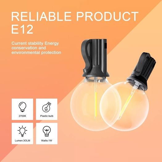 FREE EXPRESS SHIPPING Outdoor String Lights LED Mains Powered G40 Globe Festoon Lights 100FT with 50+2 Bulbs, Waterproof Indoor Outdoor Garden Lights for Bistro, Terrace, Patio, Outside, Wedding, WarmWhite 2700K