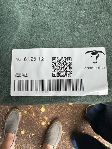 5  x Full Leather Hides - Crest Leather "Vele-Kale" Green (285 Sq Ft Total)