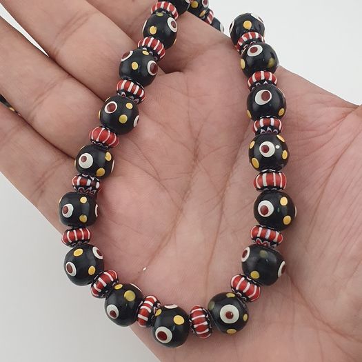 Vintage Venetian Style Thousand Eyes & Chevron Glass Beads Necklace