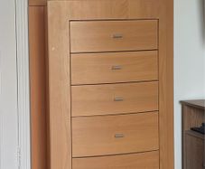 Tall boy with built-in jewellery box and mirror