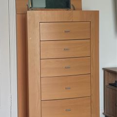 Tall boy with built-in jewellery box and mirror