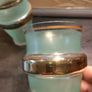 4 Mid Century Green Turquoise and Gold Glasses Image 7