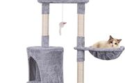 Cat Tree, 145cm Cat Scratch Posts Multi-Level Stable Cat Climbing Tower Cat Activity Trees with Ladder, Indoor Pet Activity Furniture Play House for Kitty Kitten (FREE POSTAGE)