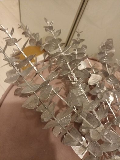 Long stem silver christmas faux foliage
