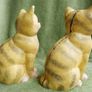 Antique Hand Painted Cast Iron Yellow Tabby Still Bank - Glass Eyes , 85 each Image 8