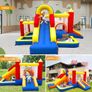 Bouncy Castle, Inflatable Bounce House with Two Slides, Trampoline, Arch Barrier, Ball Pit, Climbing Wall, Inflatable Slide with Blower for Kids Indoor Outdoor Image 4