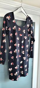 Miss Selfridge black floral print mini dress Sz 14UK
