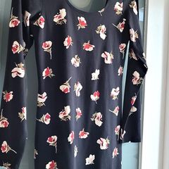 Miss Selfridge black floral print mini dress Sz 14UK