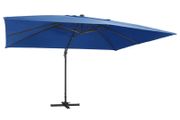 Cantilever Umbrella with LED Lights and Aluminium Pole 400x300 cm Azure blue
