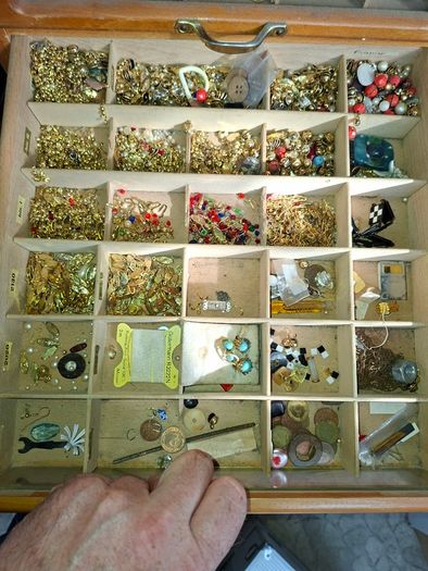 Beautiful Rare Old MEZ Progress Advertising Cabinet with Numbered Drawers 1 to 10 with Contents