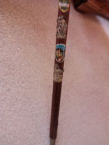 Vintage German Hiking Pole with 12 Souvenir Badges