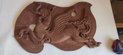 Timber carved hand carved wall hanging Chinese /Asian