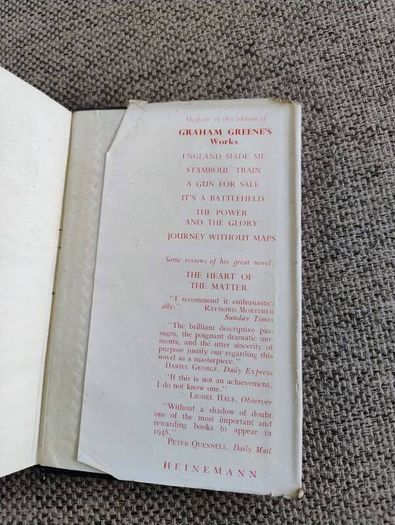 Graham Greene The Ministry of Fear 1950 hardback with dustcover in good condition with some signs of wear on the dustcover see photos FREE STANDARD POSTAGE INCLUDED