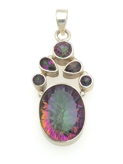 Vintage 925 Sterling Silver & Mystic Topaz Pendant