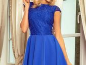 Flared Dress Lace Top Royal Blue