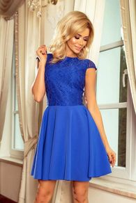Flared Dress Lace Top Royal Blue