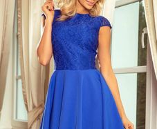Flared Dress Lace Top Royal Blue