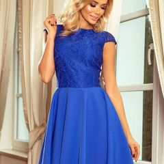 Flared Dress Lace Top Royal Blue