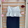 dress Zara size medium dress front playsuit back navy with blue frilled top Image 2