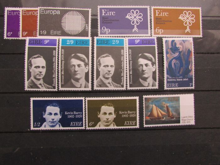 Ireland 1970.Lot of Mint never hinged Stamps Inc Kevin Barry,Terence MacSwiney