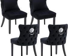 Set of 4 Velvet Dining Room Chairs