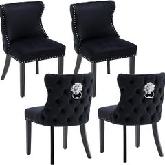 Set of 4 Velvet Dining Room Chairs