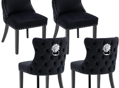 Set of 4 Velvet Dining Room Chairs