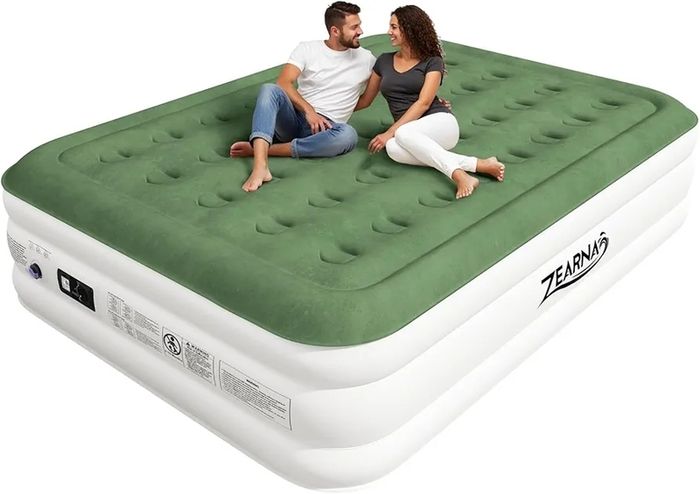 203x152x40cm King/Double Inflatable Air Mattress, Air Bed with Built-in Electric Pump, Double Blow Up Mattress in 3 Mins Self-Inflation/Deflation, Guest Airbed for Home Portable Guest Bed
