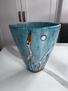 decorative ceramic vase with beautiful birds
