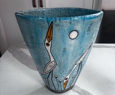 decorative ceramic vase with beautiful birds