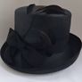 Black Hat with Bow & Feather Detail - Reduced Price Image 3