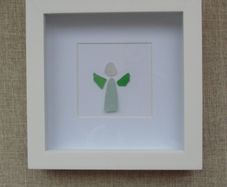 Seaglass picture, Home decor, Gift. Angel picture. Handmade seaglass picture.