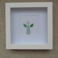 Seaglass picture, Home decor, Gift. Angel picture. Handmade seaglass picture.