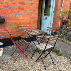 Garden Set - Slatted Wooden Table & 4 Chairs