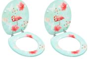 WC Toilet Seats with Lid 2 pcs MDF Flamingo Design