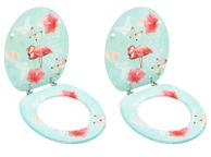 main image for ad WC Toilet Seats with Lid 2 pcs MDF Flamingo Design