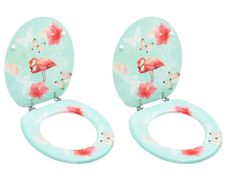 WC Toilet Seats with Lid 2 pcs MDF Flamingo Design