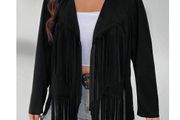 Classy Leather Look Fringe Jacket size 20